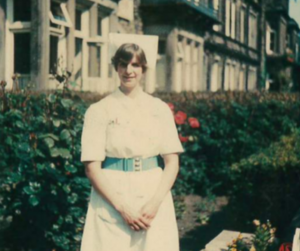Kathy Newbould at the start of her nursing career